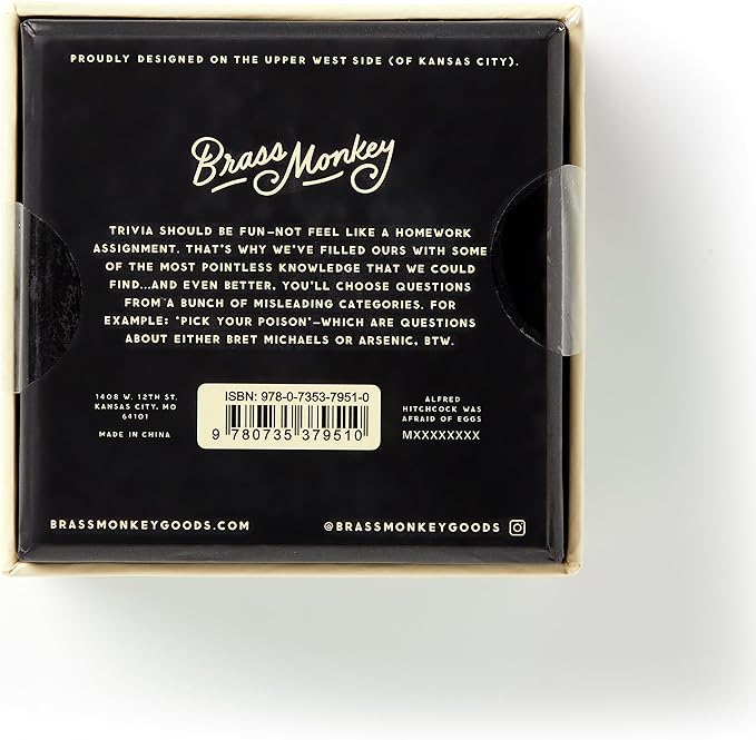 Brass Monkey Incredibly Pointless – Trivia Card Game Set with 200 Unique Questions About Pointless Knowledge for Adults and Kids Ages 13+