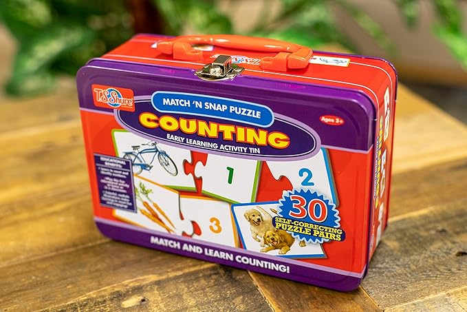 Bendon TS Shure Counting Numbers 30-Piece Matching Puzzle with Tin Storage Case Pre-School Kindergarten Learning 51472