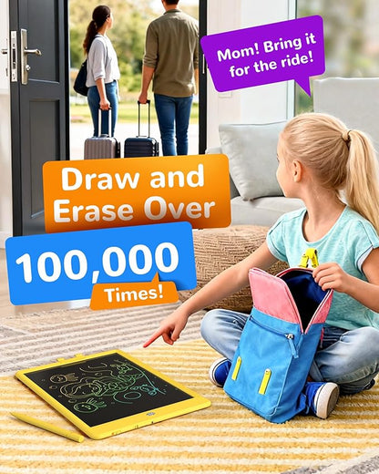 KOKODI LCD Writing Tablet, 10 Inch Colorful Doodle Board Drawing Tablet, Erasable Reusable Electronic Drawing Pads, Educational and Learning Toy for 3-6 Years Old Boy and Girls