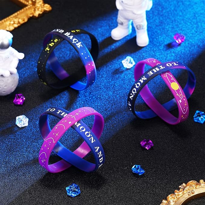 36 Pieces Outer Space Party Silicone Bracelets Galaxy Rubber Wristbands Space Theme Solar System Galaxy Universe Bracelets Wristbands Star Space Party Favors Kid Birthday Party Supplies