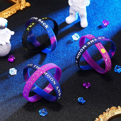 36 Pieces Outer Space Party Silicone Bracelets Galaxy Rubber Wristbands Space Theme Solar System Galaxy Universe Bracelets Wristbands Star Space Party Favors Kid Birthday Party Supplies