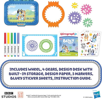 Spirograph Jr Bluey Toys - Toddler Arts and Crafts, Drawing Art Kit, Toddler Activities, Bluey Stickers, Drawing Pad, Jumbo Gears, Washable Markers, Unleash Your Child Inner Artist, Ages 3+