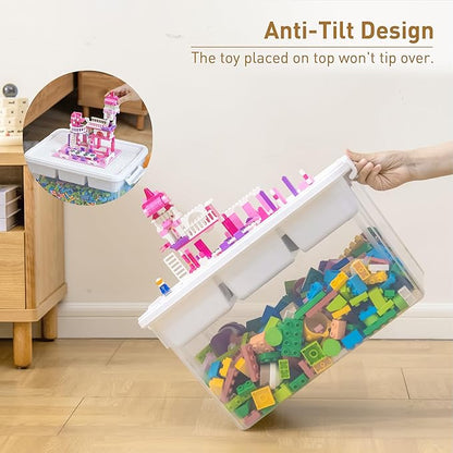 Citylife 17 QT Plastic Storage Bins Clear Storage Box with Lids Multipurpose Stackable Storage Containers for Organizing Tool, Craft, Crayon, 4 Packs