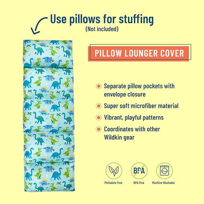 Wildkin Microfiber Pillow Lounger, 87 X 27 Inches, Dinosaur Land