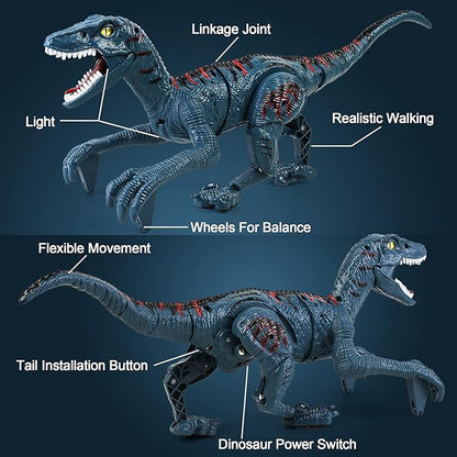 Large Remote Control Dinosaur Toys Kids - Jurassic Velociraptor Toys Imitates Walking and Sounds - Robot Toys That Can Sing, Shaking Head and Tail