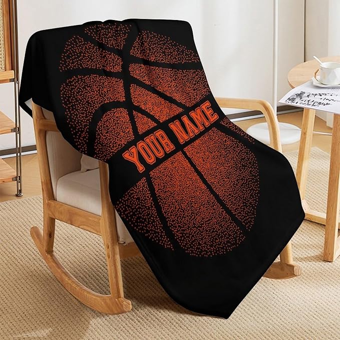 Custom Basketball Blanket - Soft Flannel Sports Basketball Blankets for Teens Adults Women Men Basketball Lovers - Warm Basketball Throw Blankets for All Season Lap, Chair, Sofa, Couch, Bed - 80"x60"