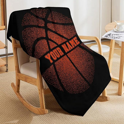 Custom Basketball Blanket - Soft Flannel Sports Basketball Blankets for Teens Adults Women Men Basketball Lovers - Warm Basketball Throw Blankets for All Season Lap, Chair, Sofa, Couch, Bed - 80"x60"