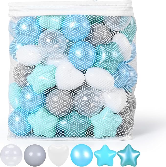 GOGOSO Shape Ball Pits Balls, Star Heart Plastic Play Balls for Toddlers Kids Children, DIY Giant Friendship Bracelet Banner