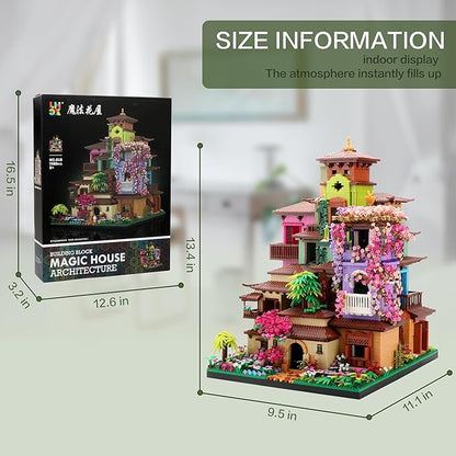 Micro Mini Architecture Blocks Set, Cherry Blossom Villa Tree House Bricks Building Set, Flower House Creative Collectible Models Present for Teens and Adults (7080PCS)