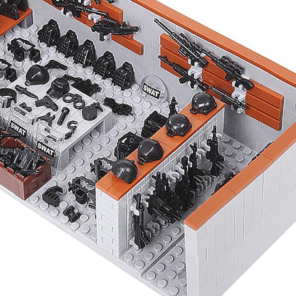 Military Base Army Base Building Blocks Sets WW2 Battle Brick Armory Swat Team Weapons Pack Toys Compatible with Major Brands Bricks(568 Pcs)