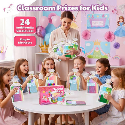 JoyCat 24 Pack Foil Craft Party Favors,No Mess Arts and Crafts for Kids,Goodie Bag Stuffers,DIY Creative Activity, Birthday Present for Girls Boys 4 5 6 7 8 9 Years Old(Unicorn)