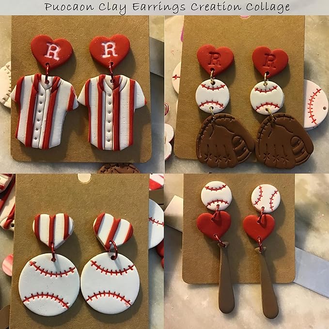 Puocaon Baseball Polymer Clay Cutters - 10 Pcs Sports Clay Cutters for Polymer Clay Earrings Making
