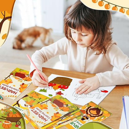 Fall Harvest Coloring Books for Kids 24Pcs Bulk Thanksgiving Mini Coloring Booklet DIY Art Drawing Book with Pumpkin Turkey for Toddlers Autumn Thanksgiving Birthday Party Favors Goodie Bag Filler