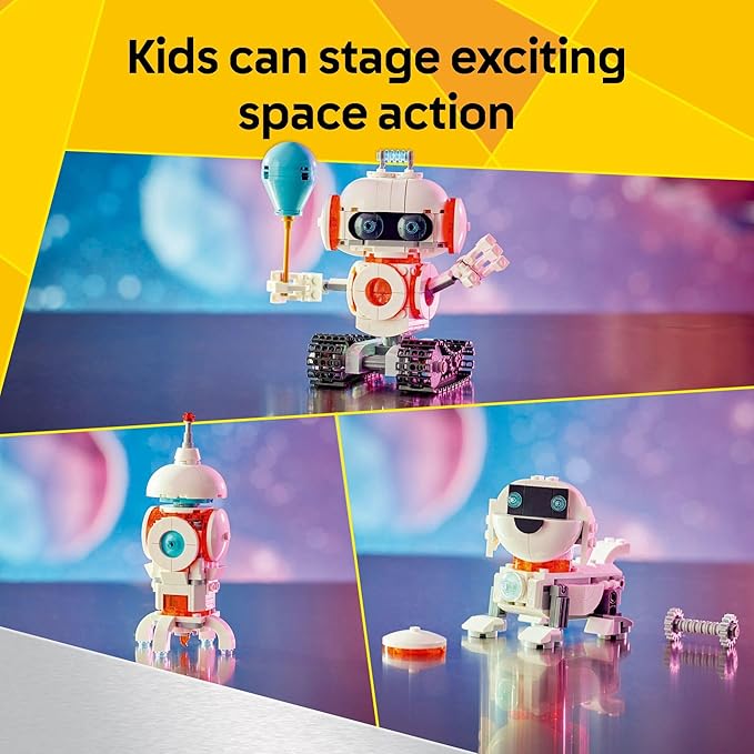 LEGO Creator 3 in 1 Space Robot Toy - Building Toy with 3 Options, Robot, Spaceship, or Robot Dog - Building Kit for Kids, Boys and Girls, Ages 8+ - Gift Idea for Birthdays - 31164