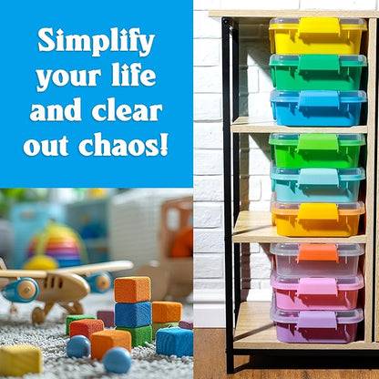 Carolart 3 Pack,Empty Sensory Bin,13.5 Inch Storage Container,Portable Plastic Storage Bins, Stackable Play Tray for toys,arts,crafts and sand.
