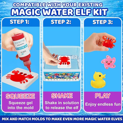 Kiditos Magic Water Elf Anima Mold Set – 10 Reusable BPA Free Plastic Shapes for Creating Colorful Water Elves, STEM Craft Toy for Kids