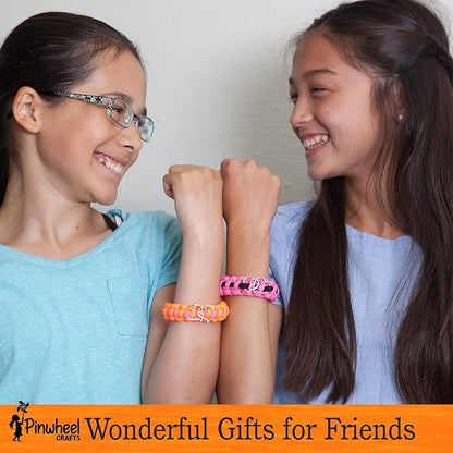 Pinwheel Crafts Paracord Bracelet Kit - DIY Kids Crafts, Paracord Bracelet w/Sturdy Buckle & Paracord 550 Cord - 8 Colorful Friendship Bracelets Gifts - Jewelry Making Kit for Girls 8-12 Years Old