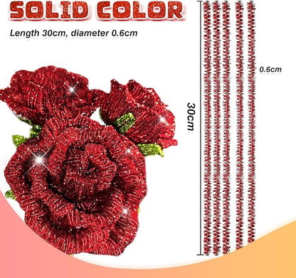 TOAOB 100pcs Christmas Glitter Pipe Cleaners Red Metallic Pipe Cleaners Craft Supplies 6mm x 12 Inch Chenille Stems Pipe Cleaners for Art DIY Crafts Decorations