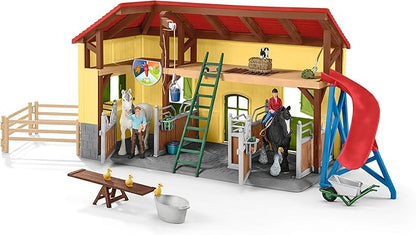 Schleich Farm World, 30-Piece Playset, Farm Toys and Farm Animals for Kids Ages 3-8, Horse Stable 10.5 x 49 x 34.5 cm