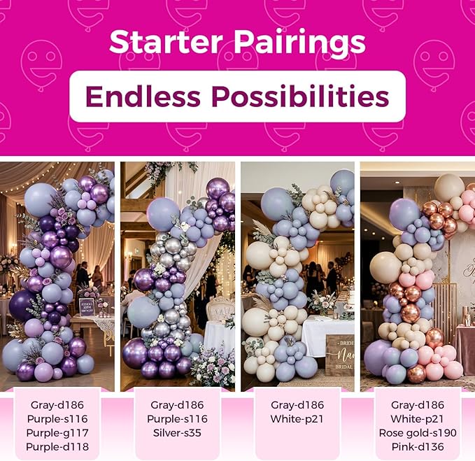 Bezente Dusty Purple Latex Party Balloons - 100 Pack 12 inch Round Helium Lavender Lilac Boho Neutral Balloons for Wedding Anniversary Engagement Cat Tornado Theme Birthday Party Decorations
