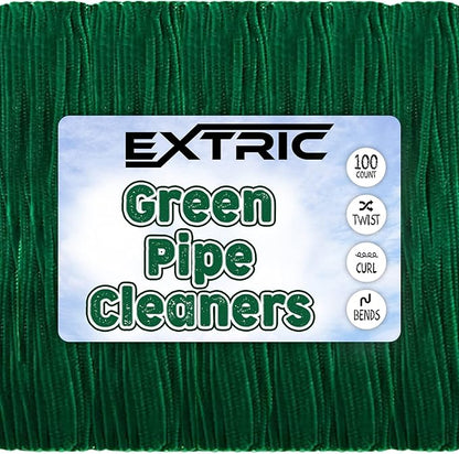 Pipe Cleaners Craft - 100 Pcs Green Chenille Stems, 6mm x 12 Inch Fuzzy Sticks, Great for DIY Arts and Craft Projects and Decorations