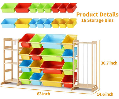Storage Organizer with Bookshelf and Stuffed Animal Storage - Playroom Organization with Shelves and 12 Bins - Living Room Box for Lego - Nursery Bedroom Decor Essentials