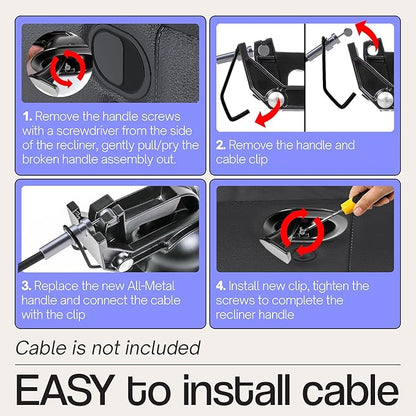 Recliner Handle Replacement, Couch Recliner Pull Handle, Recliner Replacement Parts, and Reclining Chair Lever, Made of Heavy-Duty Metal, Fit for Lazy Boy and Most Major Reclining Sofa (Pack 2)