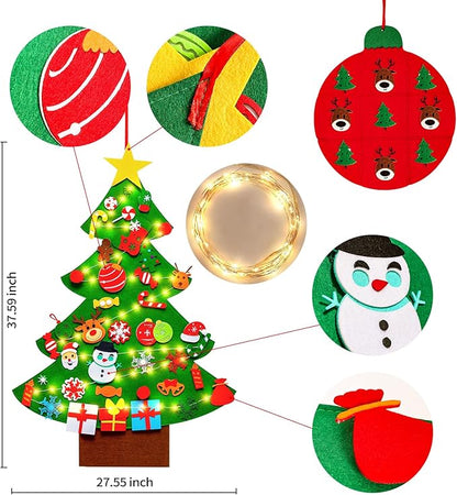 Max Fun DIY Felt Christmas Tree Set Plus Tic-Tac-Toe Games for Kids Toddlers Wall Hanging Decorations Felt Craft Kits for Xmas Party Favors