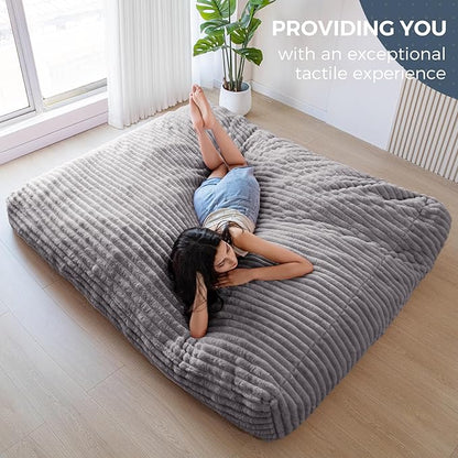 MAXYOYO Giant Bean Bag Chair Bed for Adults, Convertible Beanbag Folds from Lazy Chair to Floor Mattress Bed, Large Floor Sofa Couch, Big Sofa Bed, High-Density Foam Filling, Machine Washable Cover