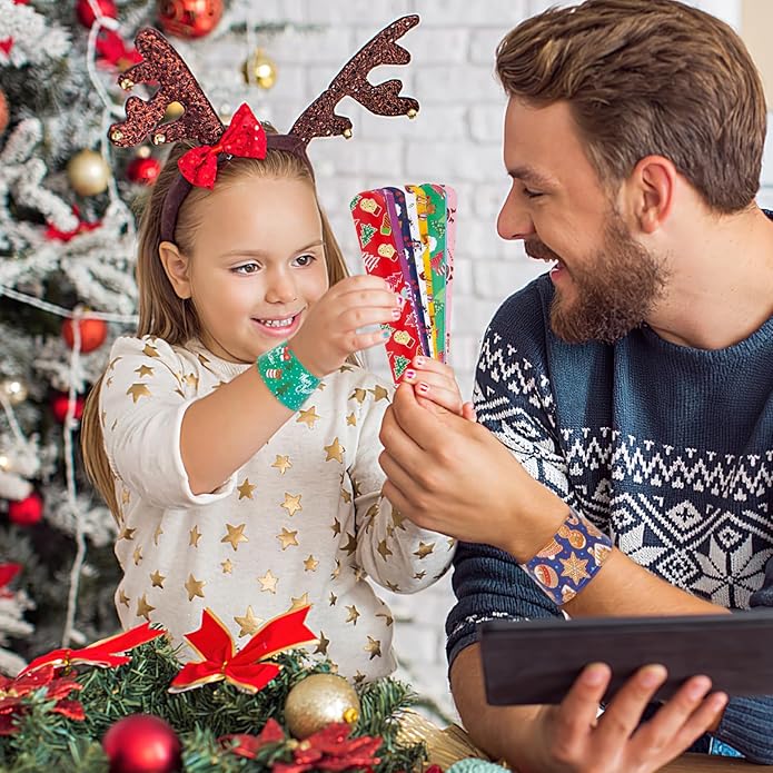 AMOR PRESENT 64PCS Slap Bracelets Bulk, Halloween Slap Bracelets for Kids Snap Wrist Bands for Party Favors Goodie Bags Trick Or Treat Toys