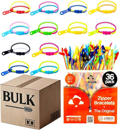 UpBrands 80 x 36 Packs Bulk Quiet Fidget Toys – Friendship Zipper Bracelets, 7.5” Sensory Kit for Businesses, Schools, Churches, Vending Machine Toys, Nonprofits, and Community Events