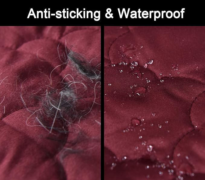 CHHKON Waterproof Nonslip Recliner Cover Stay in Place, Dog Couch Chair Cover Furniture Protector, Ideal Loveseat Slipcovers for Pets and Kids (Burgundy, 30'')