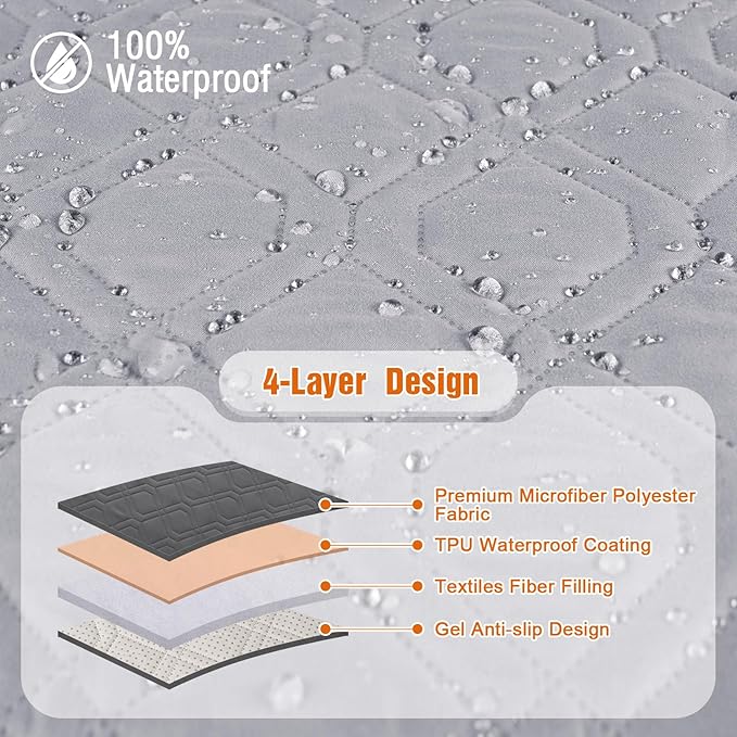 VANSOFY 100% Waterproof Recliner Chair Covers, Recliner Cover Non-Slip Dog Chair Cover Furniture Protector Washable Slipcover with Pocket, Elastic Straps for Pets, Dogs(Light Gray, 23.6")