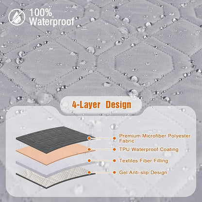 VANSOFY 100% Waterproof Recliner Chair Covers, Recliner Cover Non-Slip Dog Chair Cover Furniture Protector Washable Slipcover with Pocket, Elastic Straps for Pets, Dogs(Light Gray, 23.6")