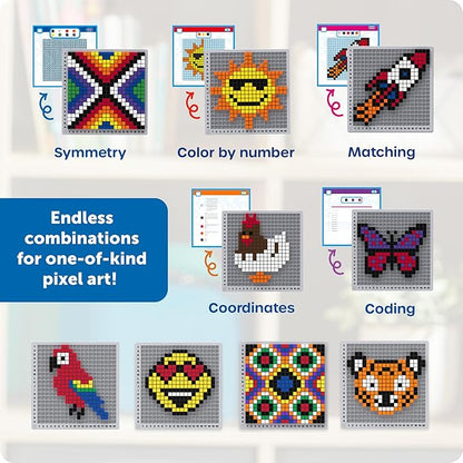 Learning Resources STEM Explorers Pixel Art Pro - Critical Thinking, Math Manipulatives, Problem Solving Skills, Pattern Blocks, Brain Games, Montessori, Fine Motor Skills, Gifts for Boys and Girls