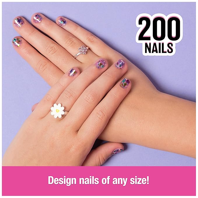 Cool Maker, GO GLAM Studio Nail Kit, Style 200 Nails with 4 Designs, 2 Polish Applicators & Mask, Arts and Crafts Kids Toys for Girls Ages 7 and up