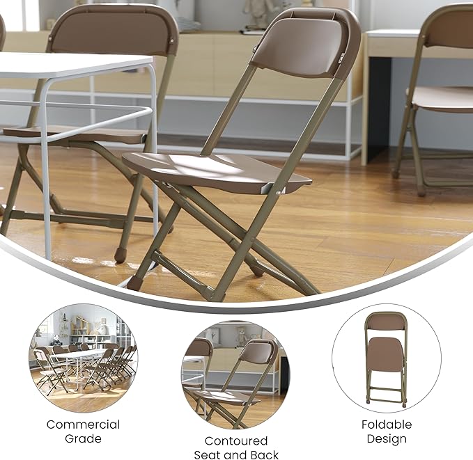 Flash Furniture Timmy 10 Pk. Kids Brown Plastic Folding Chair