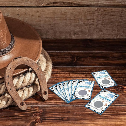 60 Pack Cowboy Baby Shower Scratch Off Cards A Little Cowboy is On The Way Scratch Off Game Western Cowboy Theme Party Scratch Off Cards Baby Shower Party Supplies (Cowboy Style)
