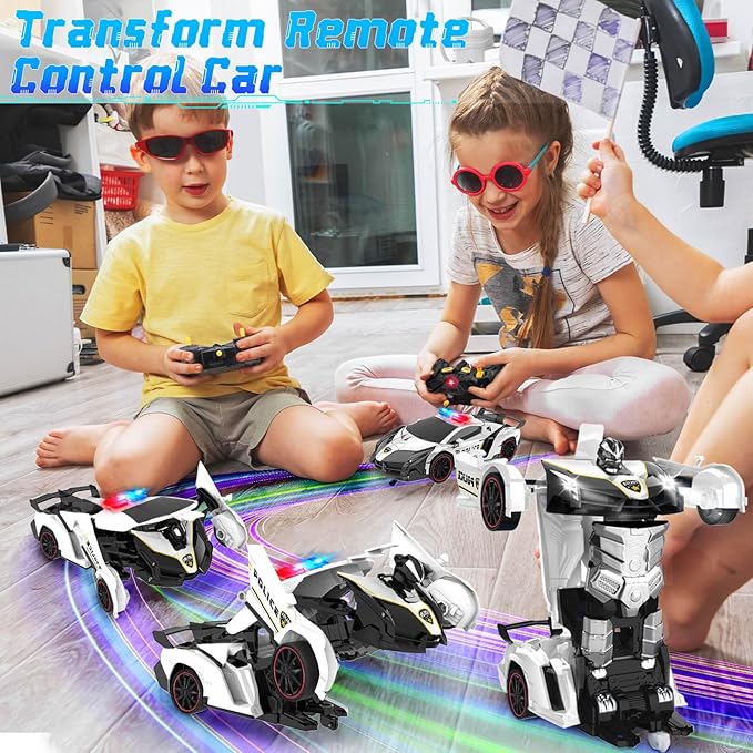 Dolanus Remote Control Car - Transform Police RC Cars, Robot Toys for Ages 5-7, Kids Toys, 4 Year Old Boy Toys, Birthday Gifts for Boys Kids Toddlers, Toys for 3 4 5 6 7 8 10 12 Years Old Boy- Black