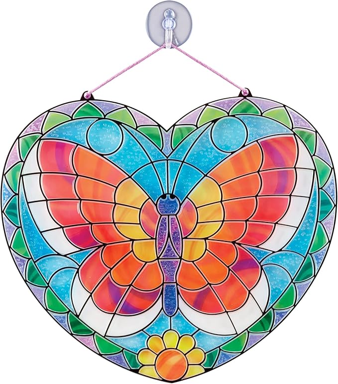 Melissa & Doug Stained Glass Butterfly Art Kit| Arts and Crafts for Kids Age 5+ | Kids Craft Kits | Kids Activity Window Art Kit | Sticker Art | Mess Free Activity | Gifts for Boys & Girls