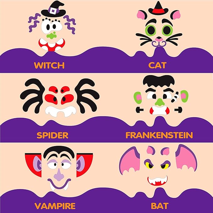 JOYIN 18 Packs Halloween Craft Foam Stickers, Arts Activities Party Supplies, Kids Party Favors, Pumpkin Decorating Kit, Jack O Lantern Face Sticker in 6 Funny Designs, Pumpkin Decor School Party Game