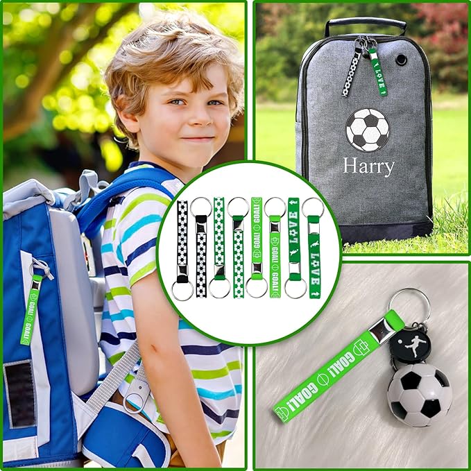 130PCS Soccer Party Favors - Incliding Soccer Keychains, Soccer Gift Bags, Slap Bracelets, Soccer Stickers, Sports Mini Foam Fingers for Boys Fans Sports Soccer Birthday Party Supplies