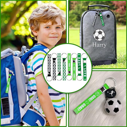 130PCS Soccer Party Favors - Incliding Soccer Keychains, Soccer Gift Bags, Slap Bracelets, Soccer Stickers, Sports Mini Foam Fingers for Boys Fans Sports Soccer Birthday Party Supplies