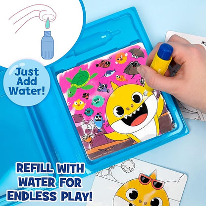 Horizon Group USA Baby Shark Aqua Art – Baby Shark Water Coloring Pads – Includes Magic Refillable Water Brush for Mess Free Water Art Painting for Toddlers – Great Baby Shark Art Set for 3 Year Old