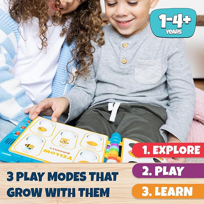 Chuckle & Roar Pop It! Book: Colors – Interactive Sensory Learning Book with Bilingual English & Spanish Play, Grow-with-Me Modes, Quiet Mode, Color Learning Toy for Toddlers Ages 1–4+