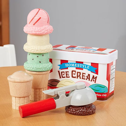 Melissa & Doug Scoop and Stack Ice Cream Cone Magnetic Pretend Play Set, Multicolor - FSC Certified