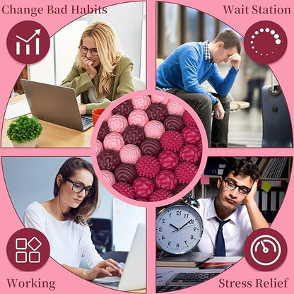 Silicone Magnetic Balls, Fidget Toys for Adults & Teens, 6PCS Stress Balls Sensory Toy, Quiet Magnet Desk Fidgets with Textured, ADHD Anxiety Relief Items, Fun Stocking Suffers Gifts (Red)