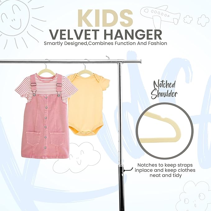 Utopia Home Kids Hangers Velvet (60 Pack) - 11 Inch Durable Baby Hangers for Closet - Perfect for Toddler & Non Slip for Everyday Use (Ivory)