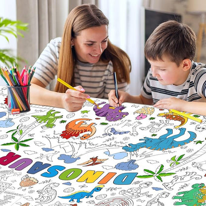 Dinosaur Giant Coloring Poster for Kids 30x72 Inch, Dinosaur Large Coloring Poster Tablecloth Books, Dinosaur Themed Color-in Activities Games for Kids School Classroom Home Party Supplies Decorations