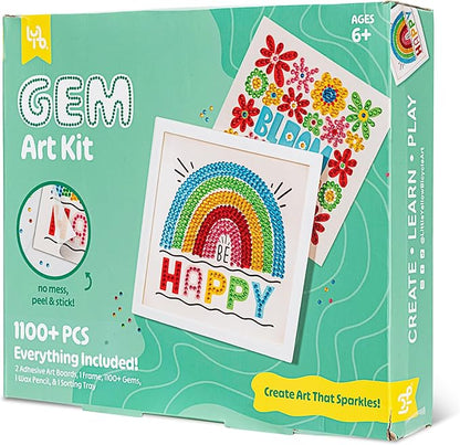 Rainbow & Blooms Gem Art Kit - 1100+ pc Set, DIY Craft Project, Create Art That Sparkles, No-Mess Peel & Stick, Kids Ages 6+